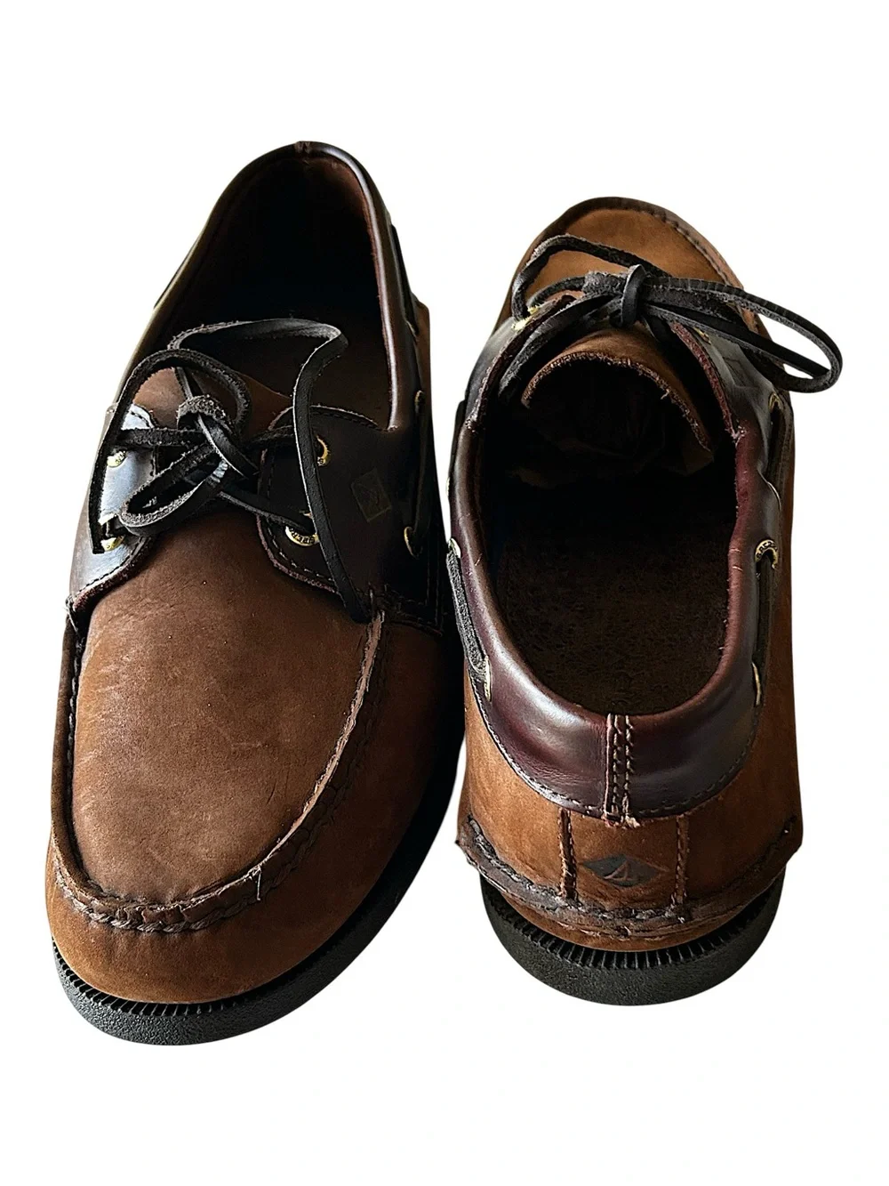 SPERRY AO 2 EYE Men's Brown Two-Tone Leather Boat Shoes NEW